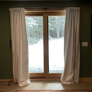 White Pottery Barn blackout curtains